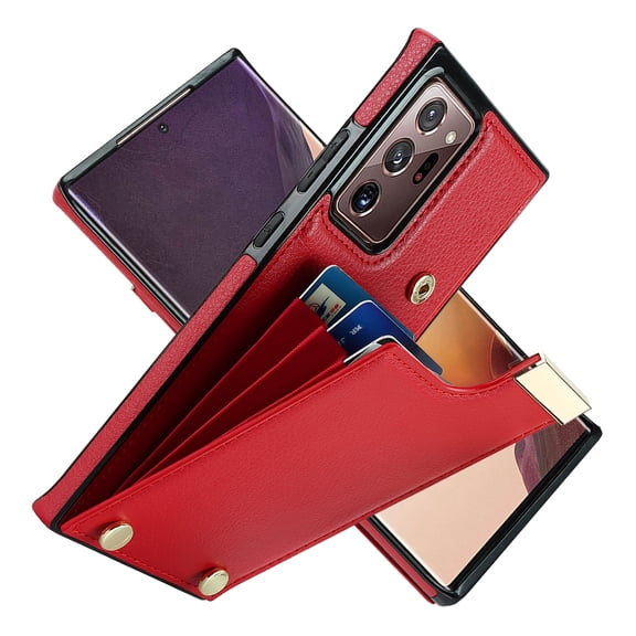 Back Wallet Cover for Samsung Galaxy Note 20,Shockproof Premium PU Leather Wallet Card Slot Money Pocket for Men Women Girls Flip Protective Case,Red