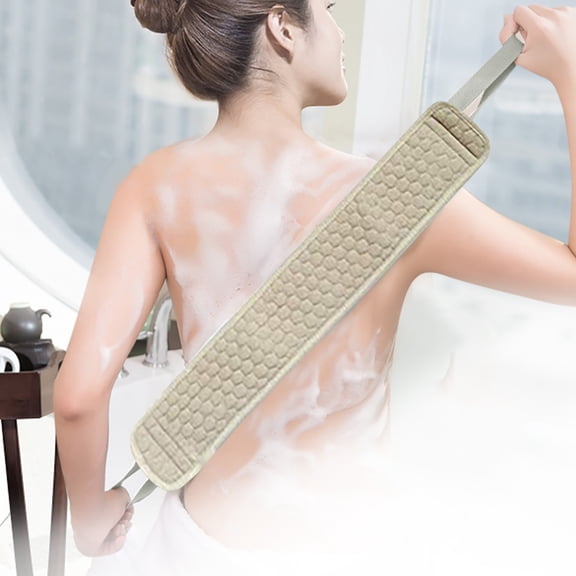 Back Washer for Shower Men,Shower Back Scrubber,Exfoliating Back Scrubber with Handles Two Sides for Body Shower Deep Cleans Skin Massages Invigorating Blood Circulation,Back Washer(Beige)