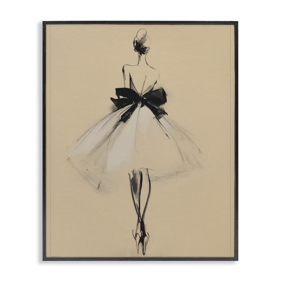 Stupell Industries Back With Ribbon Gown Black Framed Giclee Art, design by Svetlana Aleynikova, 14 x 11