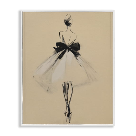 Stupell Industries Back With Ribbon Gown White Framed Giclee Art, design by Svetlana Aleynikova, 20 x 16