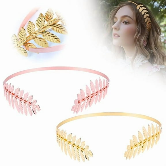 Back-Worn Leaf Metal Headband for Women Girls,2025 Gold Leaf Hair Wrap, Elegant Headband for Wedding and Party Festivals and Daily Wear (2pc-A)