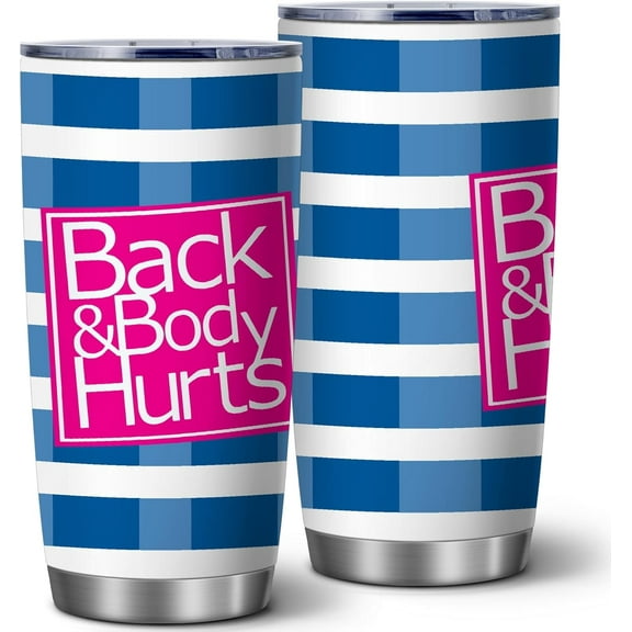 Back and Body Hurts Mug Funny Parody Exercise Tumblers Cup Coffee Mug with Lid 20oz - Funny Iced Coffee Travel Mug Gifts for Women Men Friends