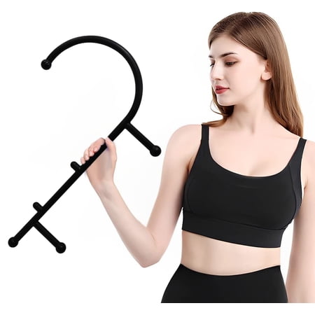 Back and Neck Massage Hook Trigger Point Therapy Deep Muscle Compression Systemic Muscle Pain Relief Facial Release Stick (Black)