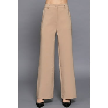 Back elastic straight woven long pants