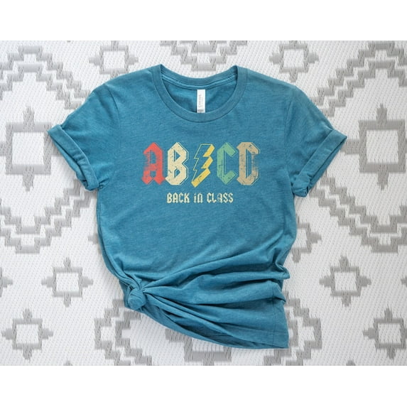 Back in Class ABCD T-Shirt, Retro Rock Band Teacher Shirt, Funny Back to School Graphic Tee, Classroom Gift