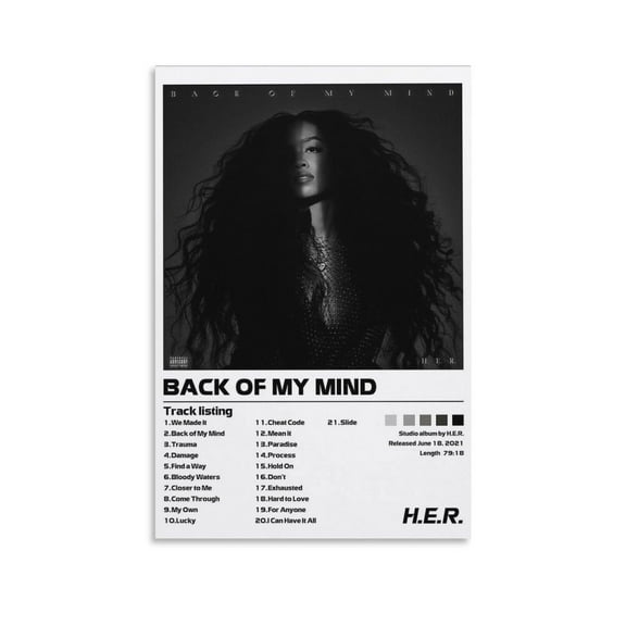 Back of My Mind Her H.E.R. -Canvas Poster Bedroom Decoration Landscape Office Valentine's Birthday Gift