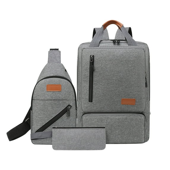 Back to school Saving!Fnyoxu Travel Laptop Backpack,Large Women's Men's Travel Backpack,17 In Business Carry On Backpack with Crossbody and Coin Purse,College Bag Three Piece(Gray)