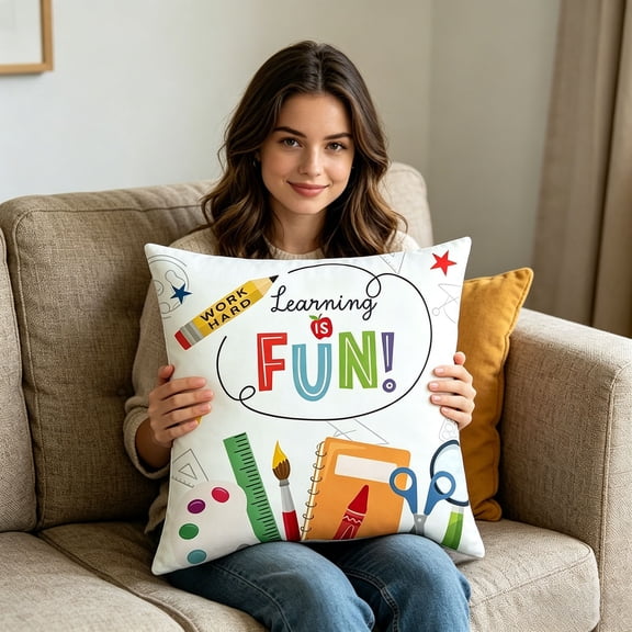 Back to school decorations Reading Theme Pillow Covers Letter Printed Cushion Cases Decorative Throw Pillow Covers For Living Room Sofa Bedroom Home Decoration Student gifts from teacher