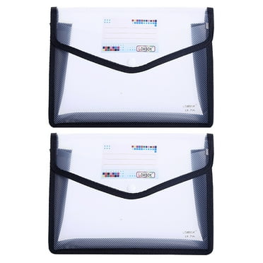 48 Pack A4 Plastic Document Envelopes - Clear File Folders With Snap Closure & Label Pockets