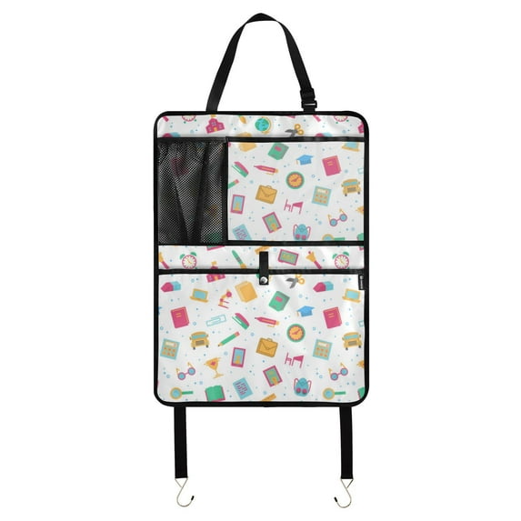 Back to school supplies pattern(9) Car Seat Back Kick Protectors,79 Pack Kick Mats with Storage Pockets for Vehicles to Protect from Dirt, Mud & Scratches