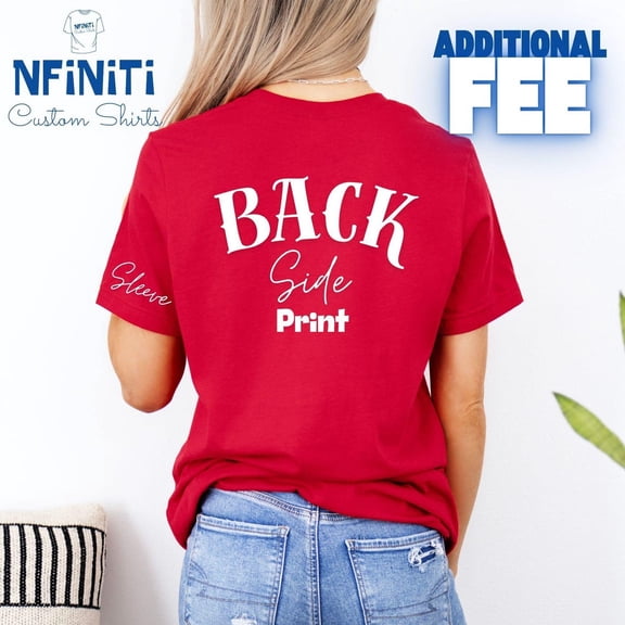 Back side fee or Sleeve printing, Additional shipping TSHIRT All Size S-5XL