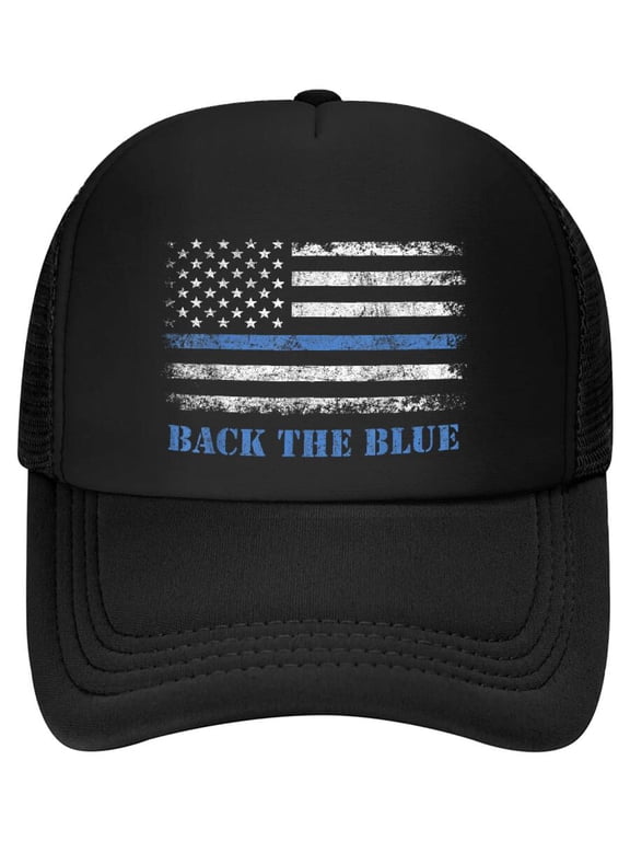 Back the Blue Thin Blue Line American Flag - Police Support Baseball Cap