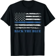 Back the Blue Thin Blue Line American Flag - Police Support T-Shirt Black Large