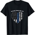 thumbnail image 1 of Back the Blue Thin Blue Line American Flag Police Support T-Shirt, 1 of 3