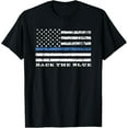 thumbnail image 1 of Back the Blue Thin Blue Line American Flag Police Support T-Shirt, 1 of 4