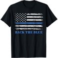 thumbnail image 1 of Back the Blue Thin Blue Line American Flag - Police Support T-Shirt, 1 of 4