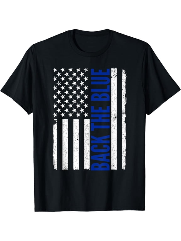 Back the Blue - Thin Blue Line Flag - Pro Police Support T-Shirt