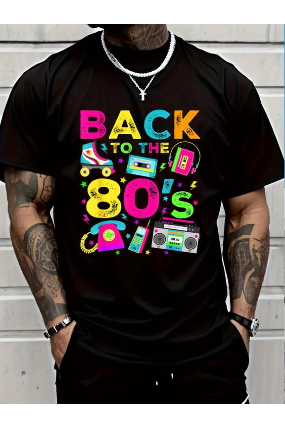 Back to 80's 1980s Vintage Style Eighties Retro Party T-Shirt Soft Cotton Lightweight Casual Graphic Tee,Casual Summer Fashion T-shirt