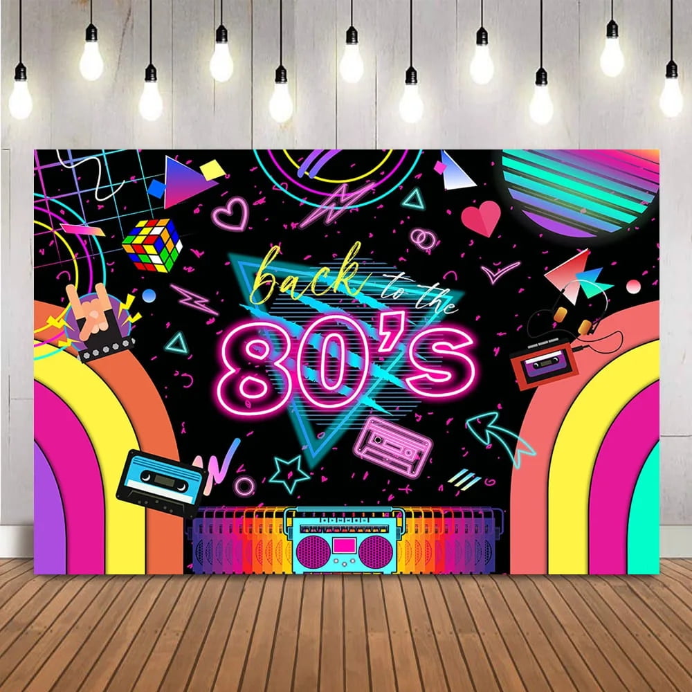 Back to 80s Background for Photography Graffiti Glow Music Photo Booth ...