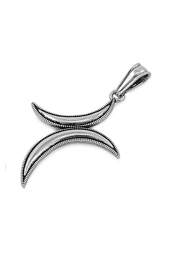 Back to Back Quarter Moon Pendant Sterling Silver