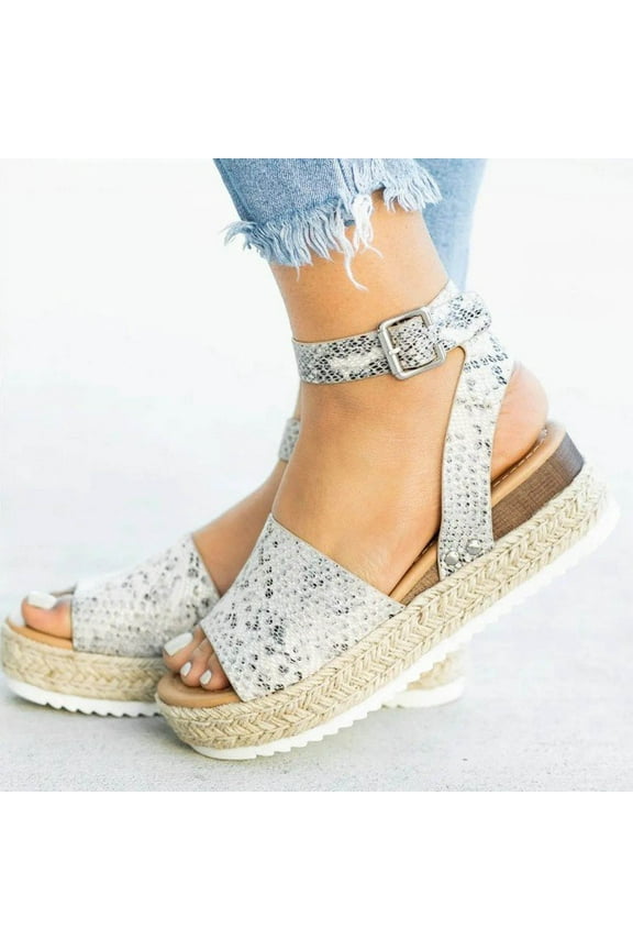 Back to College Tejiojio Sandals Women Leopard Comfy Platform Casual Shoes Beach Travel