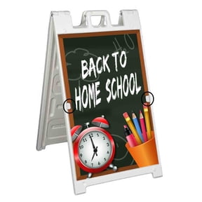 Back to Home School (24" X 36") Deluxe A-Frame Signicade, Includes 2 Removable Panels & Stand