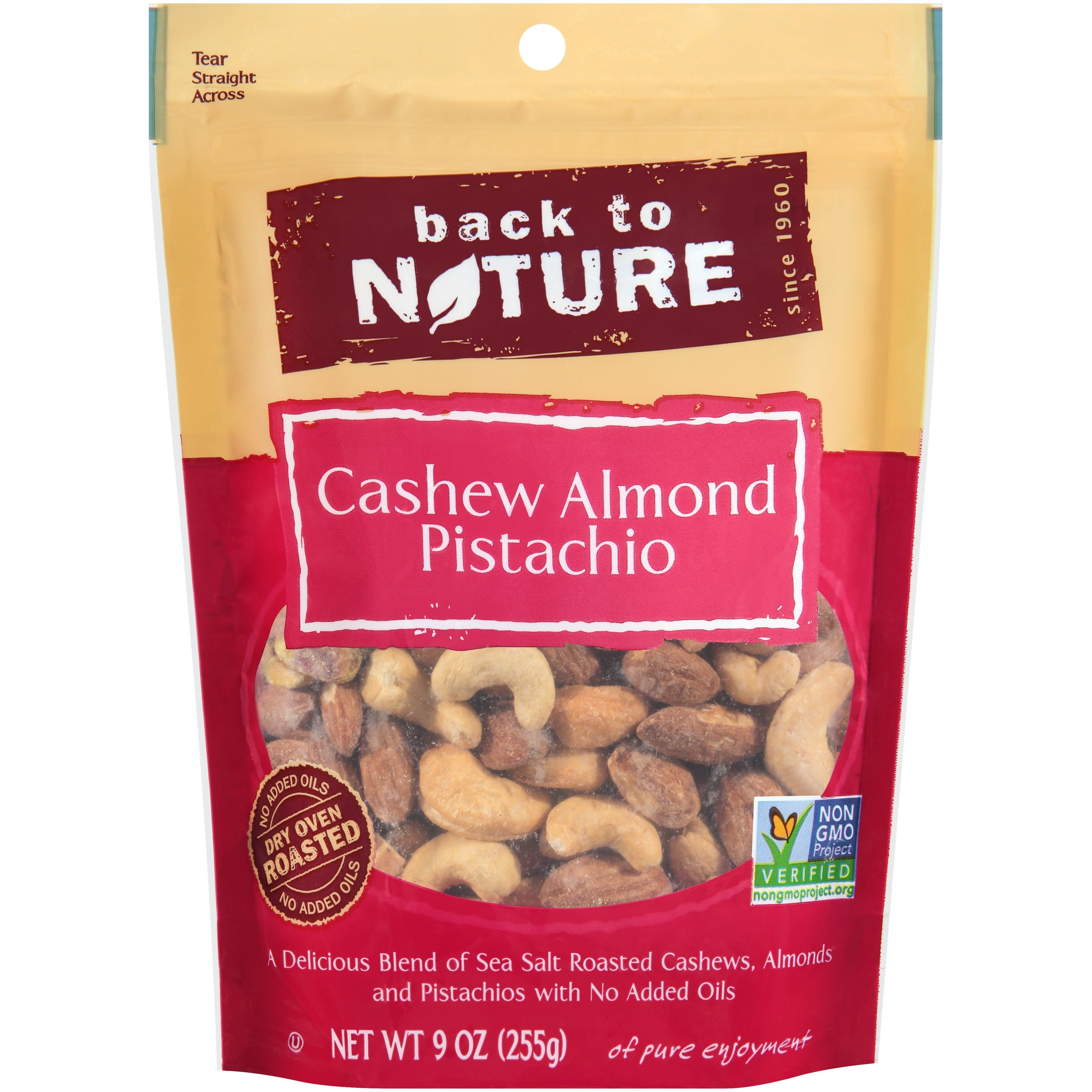 Back to Nature, Nuts, 9 oz. Pouch, Cashew Almond Pistachio
