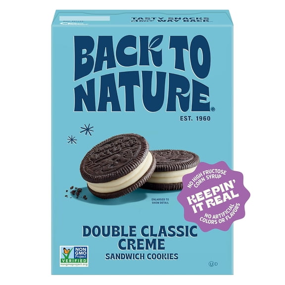 Back to Nature Double Creme Sandwich Cookies, Plant-Based, Non-GMO, Plant-Based, Made with Wheat Flour, Snack Happy, 8.25 oz Box