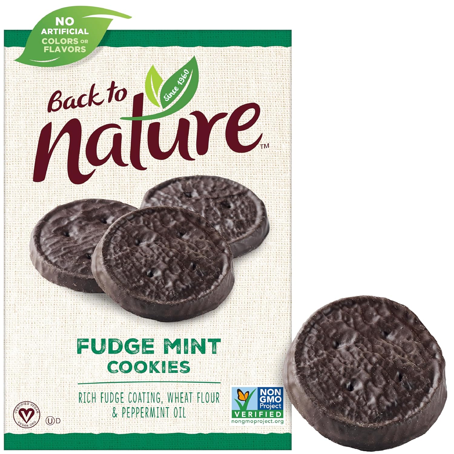 Back to Nature Fudge Mint Cookies Vegan, NonGMO, Made with Wheat