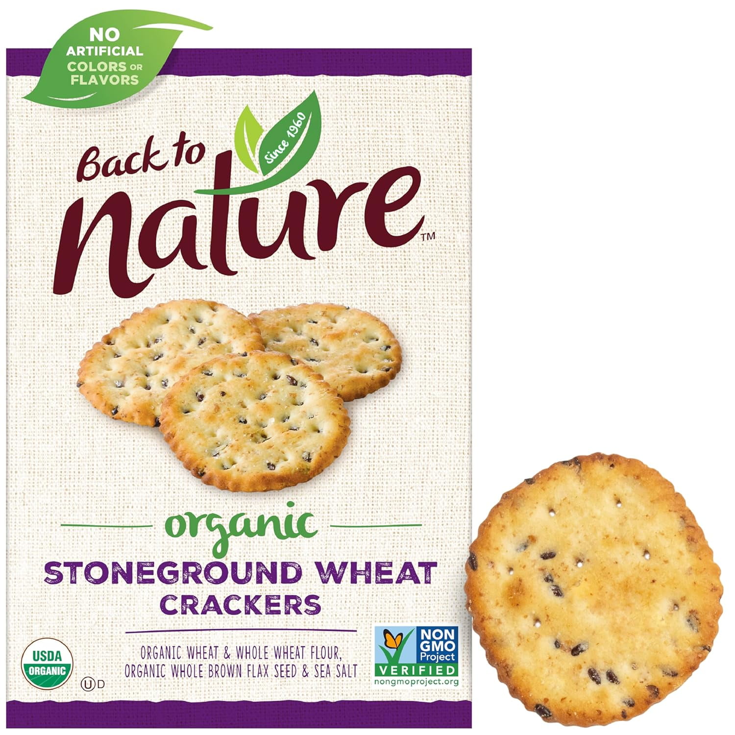 Back to Nature Organic Stoneground Wheat Crackers Dairy Free, NonGMO