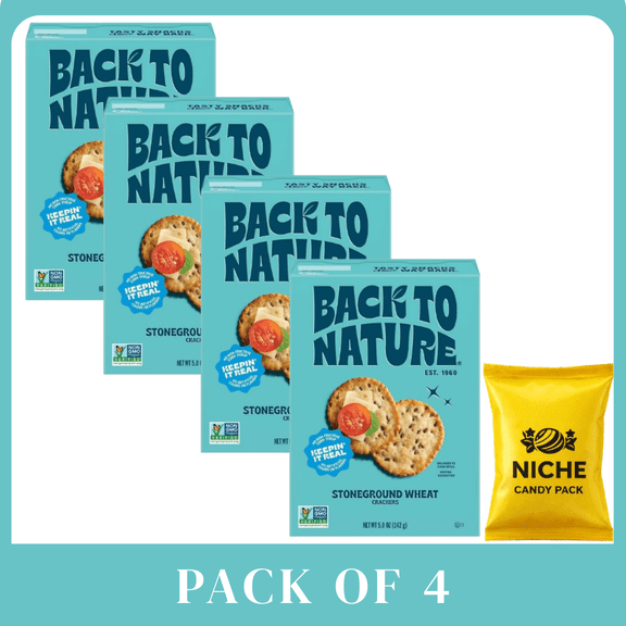 Back to Nature Original Stoneground Wheat Crackers - 5oz-4 pack-with candy pack