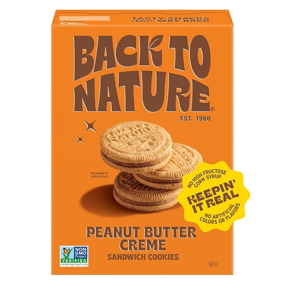 Back to Nature - Peanut Butter Creme Sandwich Cookies - Made with Real Ingredients like Wheat Flower & Whole Grains -5.5 Ounce( Pack of 2 )