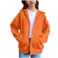 thumbnail image 1 of Back to School 2025 Trendy Sevevn Girl's Zip up Hoodies Lightweight Solid Color Pockets Long Sleeved Casual Top With Drop Shoulder Age 5-15 Years, 1 of 7