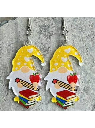 WEVENI Vintage Stacked Book Earrings – Acrylic Dangle Earrings For Book Lovers, Teachers, Librarians