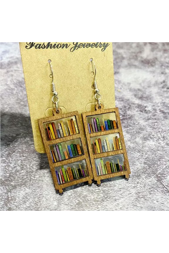 Back to School Acrylic Wood Pencil Library Books Teacher Day Teardrop Earrings
