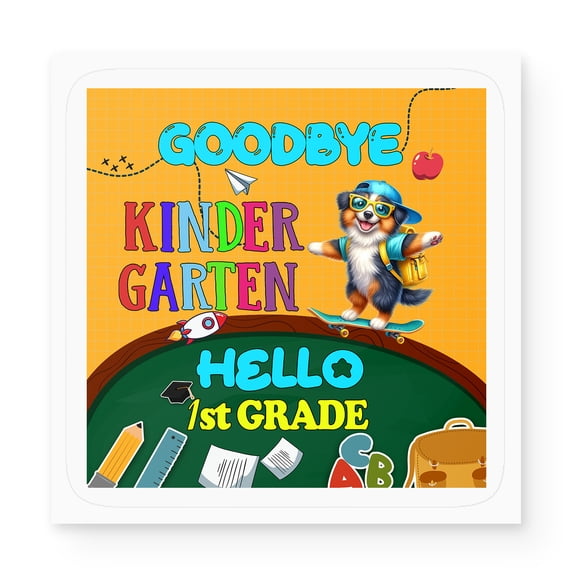 Back to School Australian Shepherd Goodbye Kindergarten Hello 1st Grade Vinyl Sticker Aussie Dog Lover Gifts Waterproof Decal Art Decor - 02011