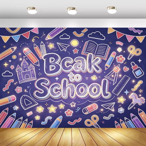 Back to School Backdrop, Colorful Chalkboard Style Banner Background for Photography Photo Booth Props Party Decorations Supplies