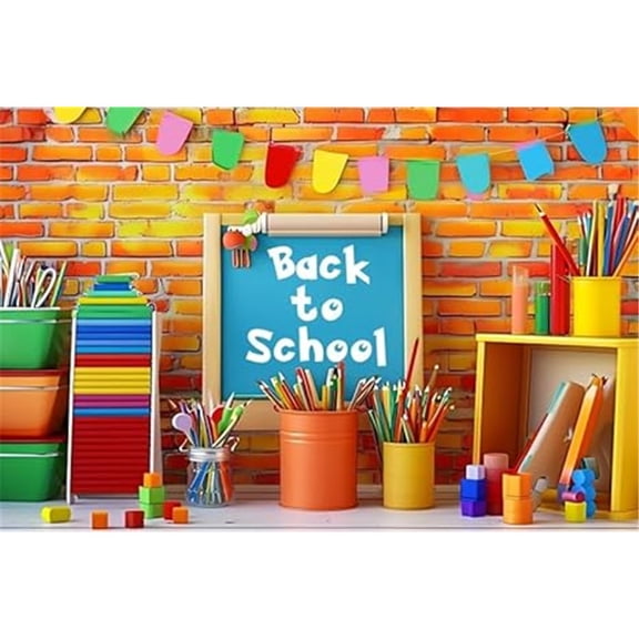 Back to School Backdrop Yellow Stone Wall Colorful Pencil Kindergarten Classroom Decorations Background Teachers Students First Day of School Banner