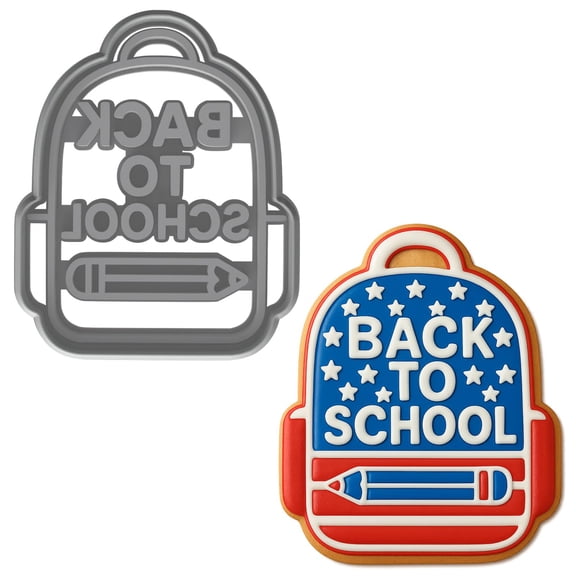 Back to School Backpack Cookie Cutter & Stamp 4x3.2" for Baking Fondant Clay