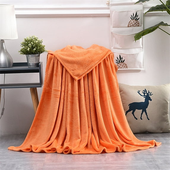 Back to School Blanket! SRUILUO Super Soft Warm Warm Micro Plush Fleece Blanket Throw Rug Sofa Bedding Orange, 130 x 150cm