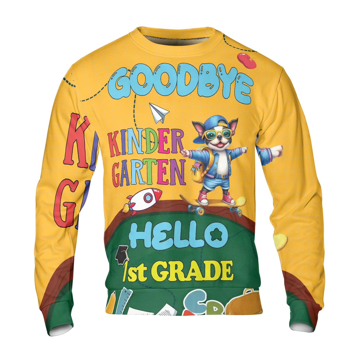 Back to School Boston Terrier Goodbye Kindergarten Hello 1st Grade All ...