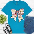 thumbnail image 1 of Back to School Bow Shirt – Cute Pink Smiley Paperclip Floral Teacher Tee , Aqua, 3XL, 1 of 6