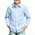 thumbnail image 1 of Back to School Boys Shirt Collared Long Sleeve Button Down Solid T Shirts Breathable Comfortable Active Causal Dress Shirts, 130, 1 of 5