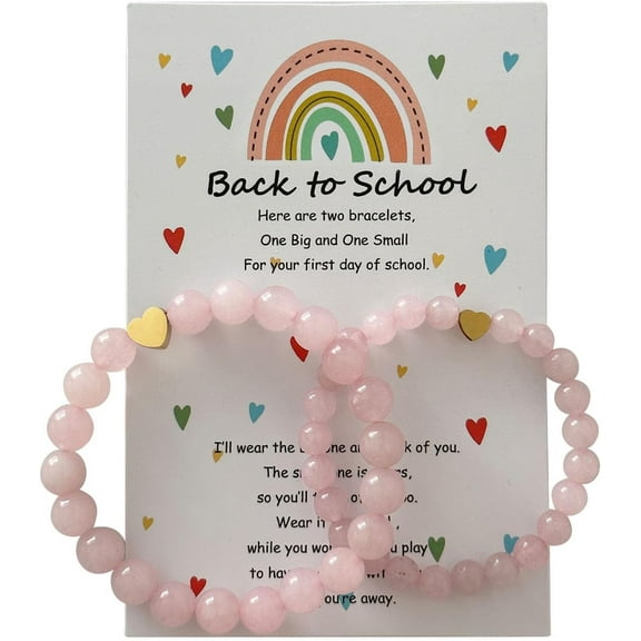 Back to School Bracelets Matching Heart Mommy and Me Wish Strings Bracelet Set First Day of School Gifts