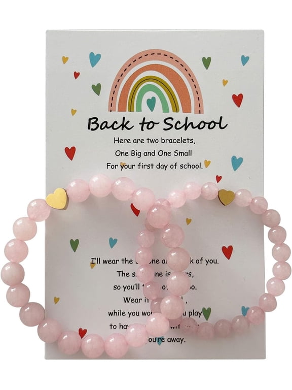 Back to School Bracelets Matching Heart Mommy and Me Wish Strings Bracelet Set First Day of School Gifts