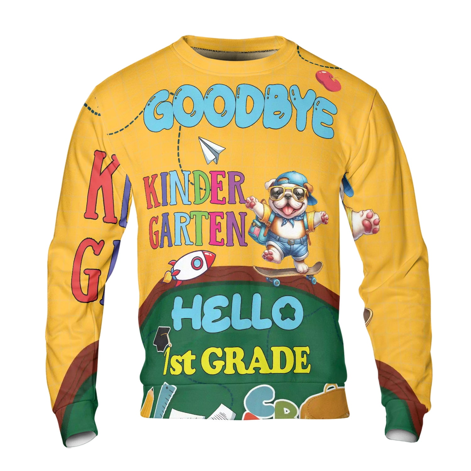 Back to School Bulldog Goodbye Kindergarten Hello 1st Grade All Over ...