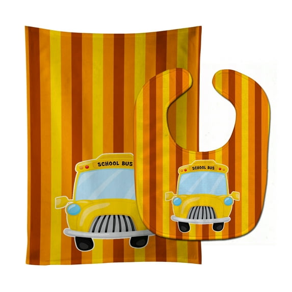 Back to School Bus Baby Bib and Burp Cloth