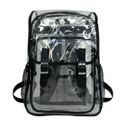 Back to School Clearance! Uhuya Heavy Duty Clear Backpack with Large Laptop Compartment Plastic Bookbags for School Stadium Security Sporting Black