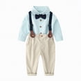 thumbnail image 1 of Back to School Clothes For Boys Autumn Winter Button Down Long Sleeve Elastic Waist 0-24M Everyday Outfit Set 2PCS, 1 of 3