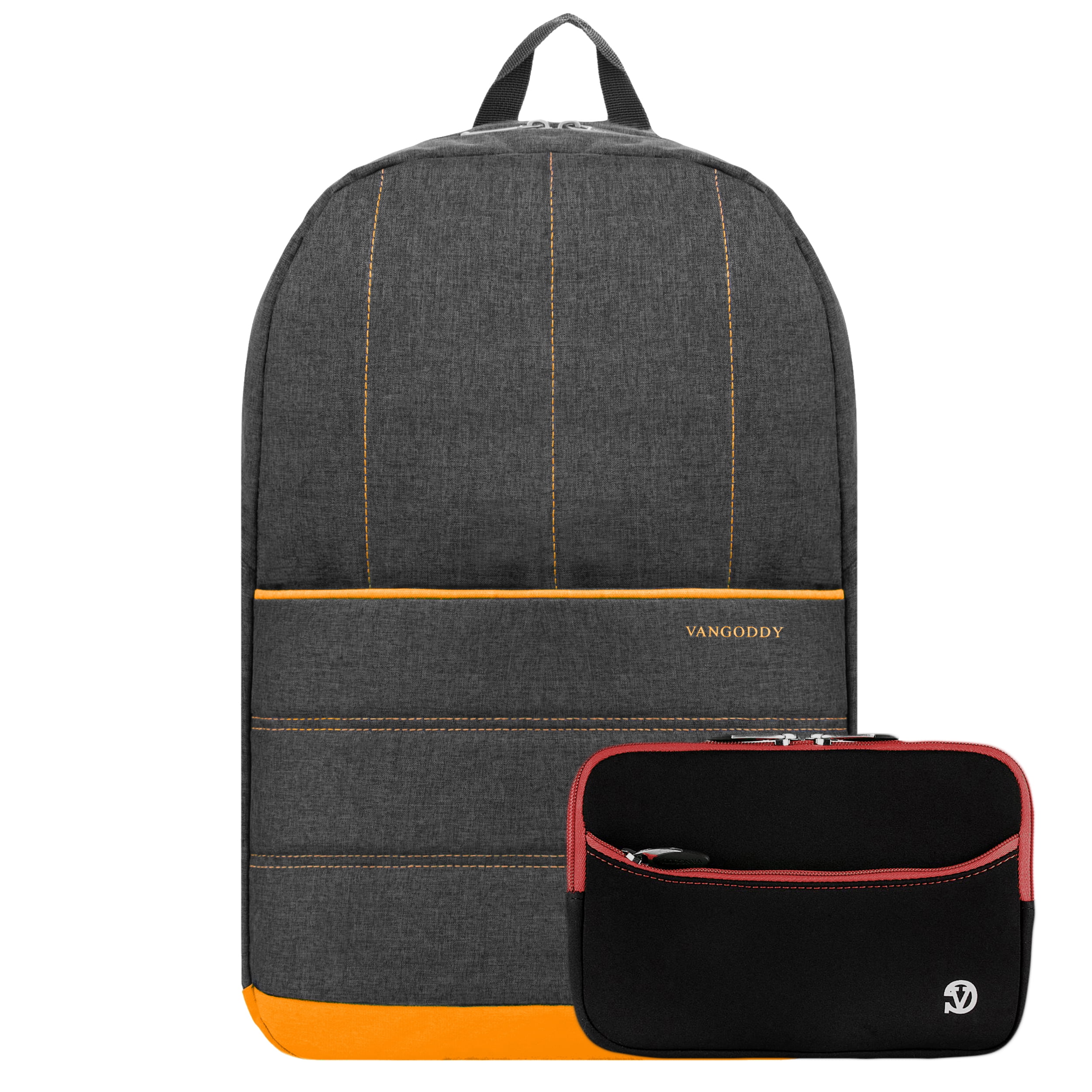 Back to School Colorful Nylon Padded Backpack and Neoprene Pencil Pouch Bundle K-12